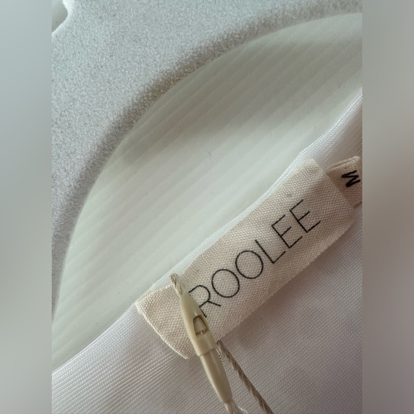 Roolee White eyelet lace v neck short sleeve midi dress women’s size M medium - Picture 5 of 7